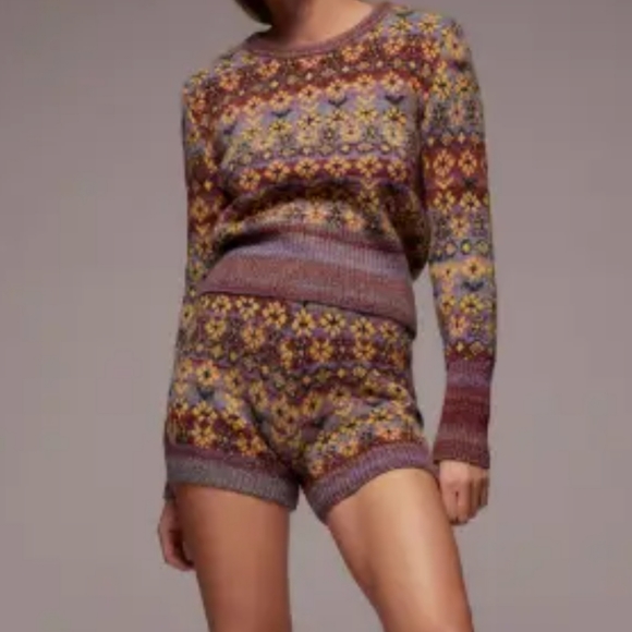 NWT ZARA Jacquard (set) knit sweater and matching shorts size S - Picture 2 of 5